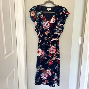 Loft Navy Floral Dress Size MP